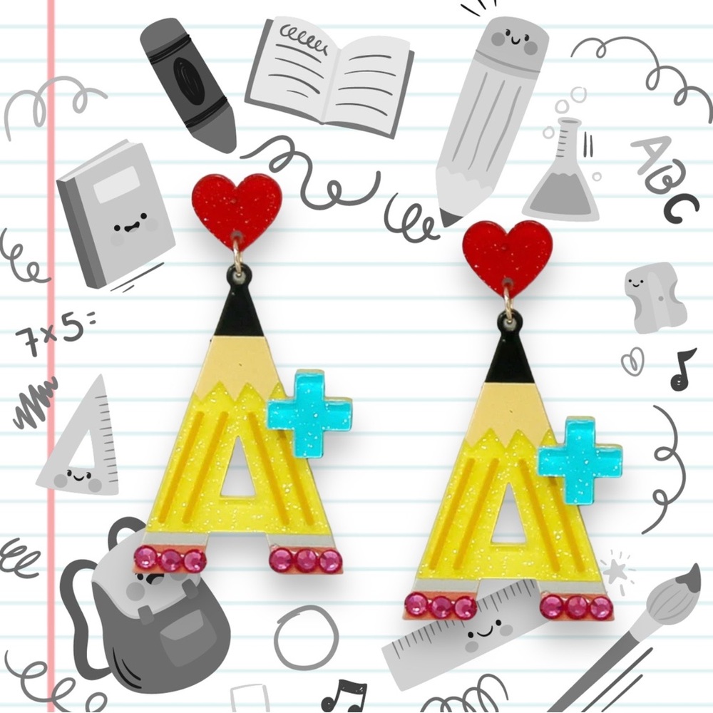 A+ School Theme Acrylic Earrings